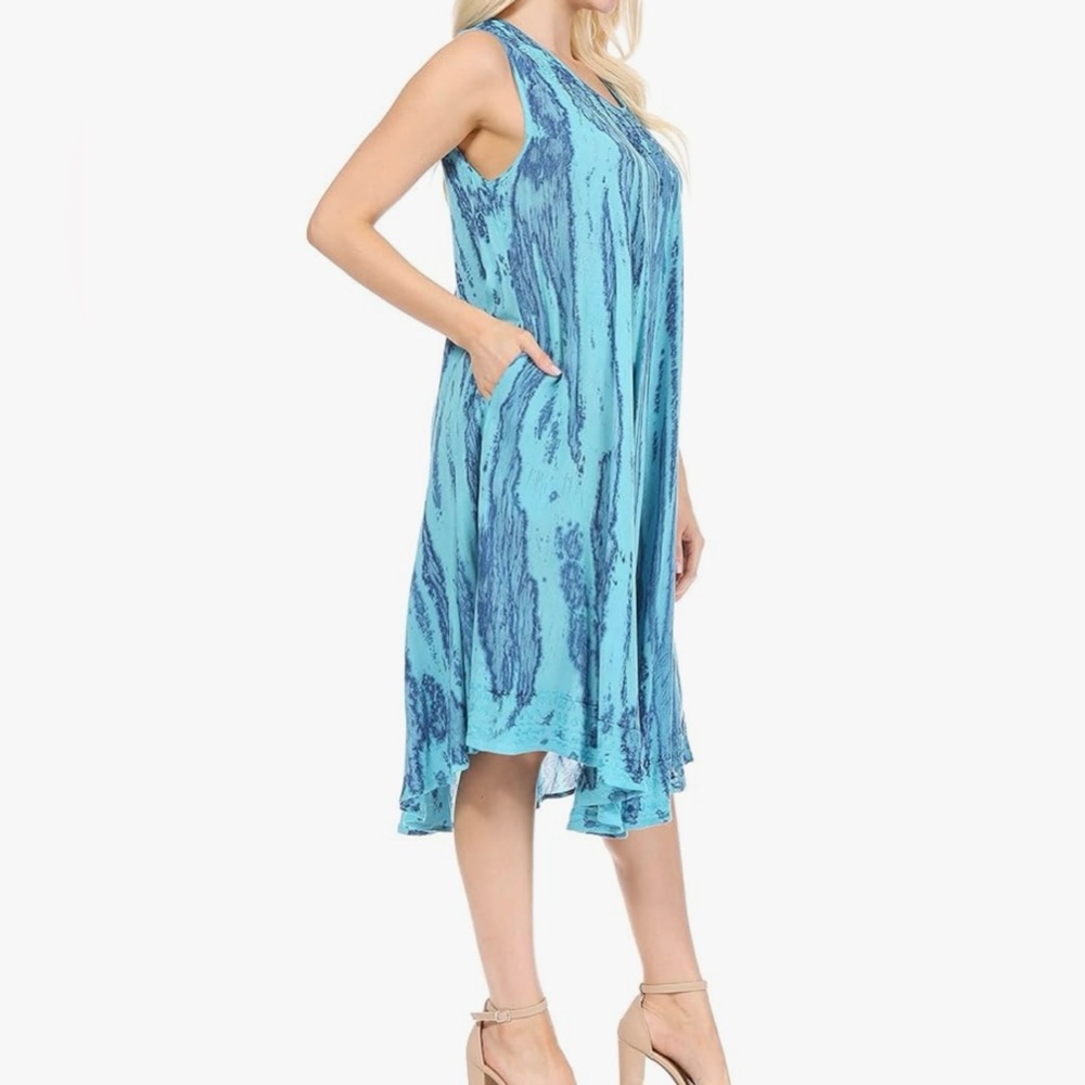 SAKKAS Nora Sleeveless Short Tie-Dye Caftan Dress/Cover Up - O/S - NWT!
